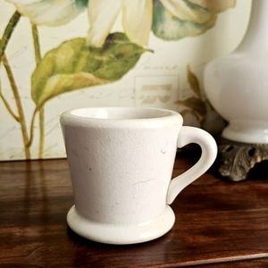 Antique c.1910s W.S. George Pottery White Granite Coffee Mug Primitive Farmhouse